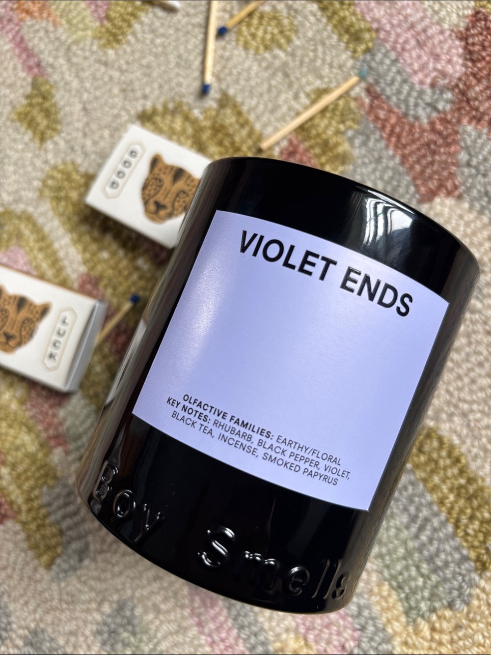 Boy Smells Violet Ends 8.5 ounce scented candle NWT very messy box